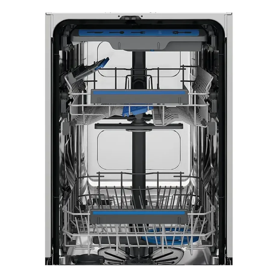 Integreeritav 45 cm nõudepesumasin Electrolux EEM63301L, 10 nõudekomplekti, energiatõhusus D, 44 dB, 8 programmi, 3 korvi, roostevaba sisekorpus, liughinged, põrandale projitseeritav taimer – 7