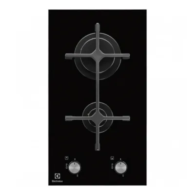 2-põletiga gaasipliidiplaat karastatud klaasiga ELECTROLUX EGC3322NVK, 30 cm, must, automaatne süüde, malmist