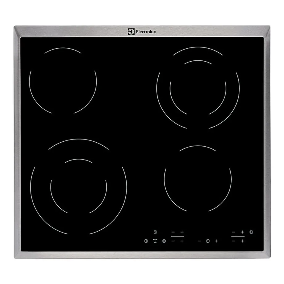 Integreeritav klaaskeraamiline elektripliidiplaat 60 cm Electrolux EHF6342XOK, 4 keeduala, puutetundlik juhtimine, taimer, lapselukk, 6300 W, must
