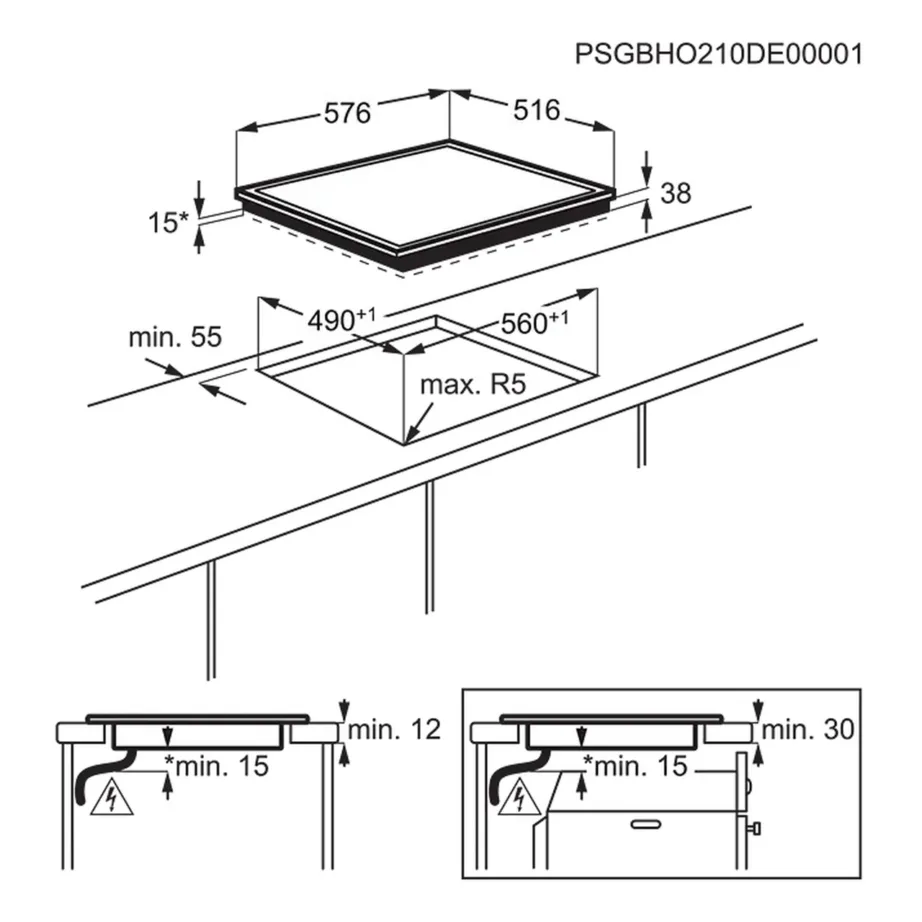 Integreeritav klaaskeraamiline elektripliidiplaat 60 cm Electrolux EHF6342XOK, 4 keeduala, puutetundlik juhtimine, taimer, lapselukk, 6300 W, must – 6
