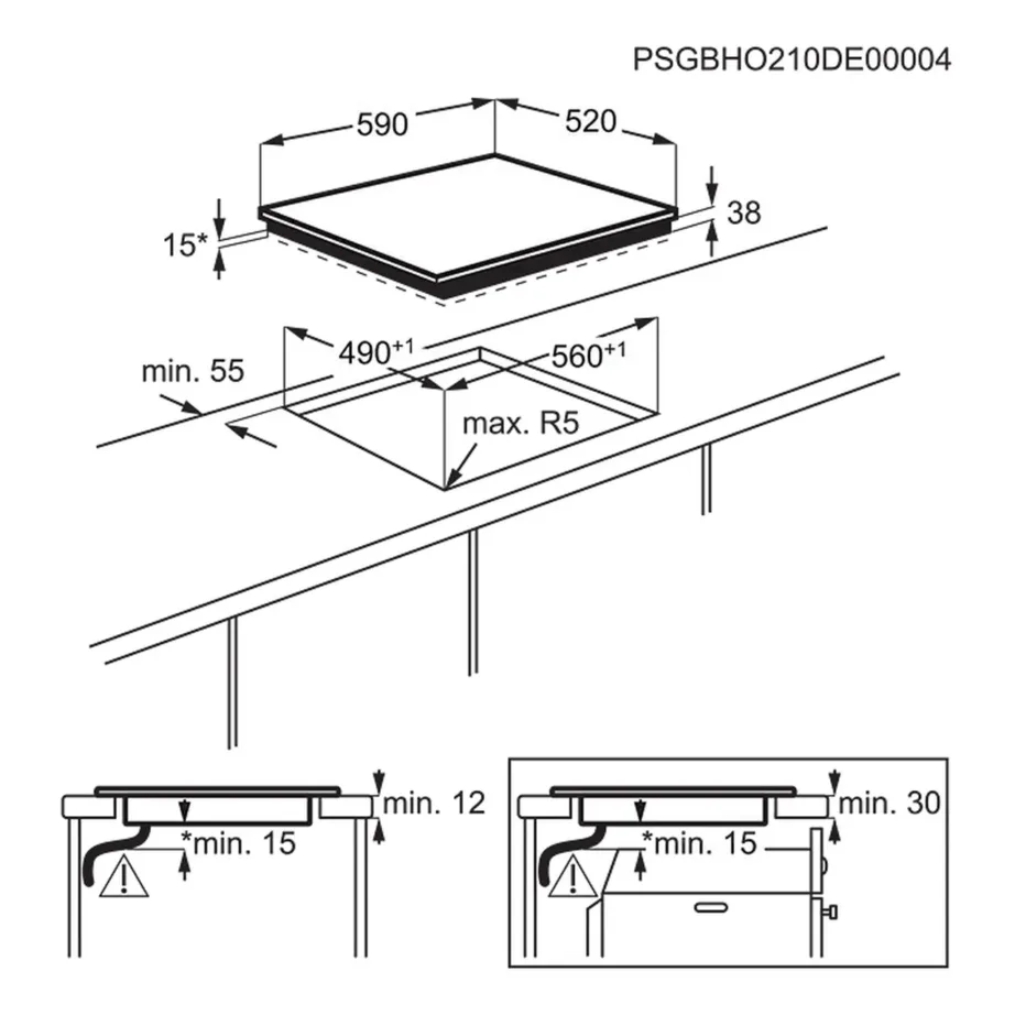 Klaaskeraamiline integreeritav elektripliidiplaat 60 cm ELECTROLUX EHF6343FOK, 4 keeduala, puutetundlik juhtimine, laiendatav tsoon, taimer, Stop+Go paus, lapselukk, 6400 W, must – 6