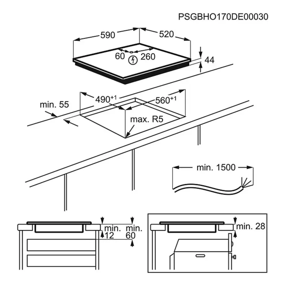 Integreeritav induktsioonpliidiplaat 60 cm Hob2Hood ja DoubleBridge funktsiooniga ELECTROLUX EIP6446, 4 keeduala, puutejuhtimine Slider, raamita must klaaskeraamika, 7350 W, 59×52 cm - 13