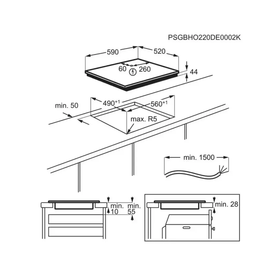 Induktsioonpliidiplaat SenseBoil ja Hob2Hood Electrolux EIS62453, 60 cm, 4 tsooni, 1x Bridge-tsoon, 7200 W, vitrokeramika, puutetundlik liugurjuhtimine, must – 3