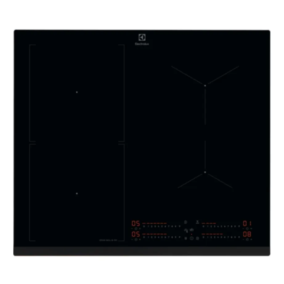 60 cm induktsioonpliidiplaat Sense Boil & Fry ja Hob2Hood Electrolux EIS67453, 4 keeduala, Bridge-tsoon, puutenupud Slider, PowerBoost, taimer, must, 7350 W