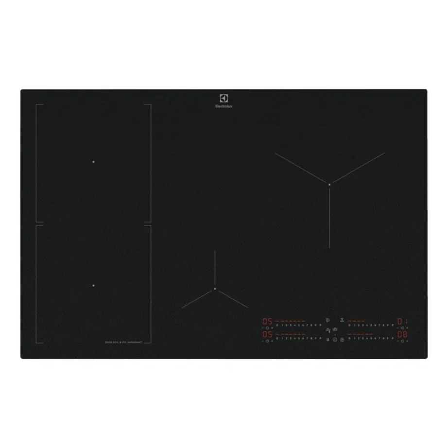 80 cm integreeritav induktsioonpliidiplaat SenseBoil & Hob2Hood Electrolux EIS87453IZ, 4 tsooni, Bridge-tsoon, SaphirMatt must klaas, 7350 W, puuteslider
