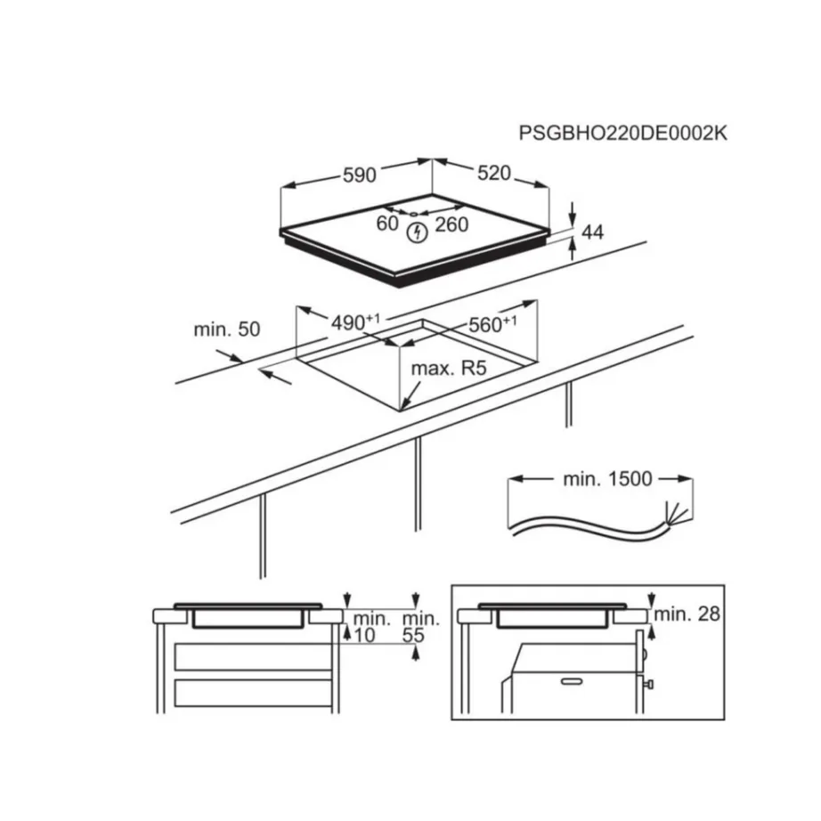 60 cm integreeritav induktsioonpliidiplaat PowerBoostiga ELECTROLUX EIT60433CT, 4 keeduala, 7200 W, puutetundlik juhtimine, Hob2Hood, taimer, laste lukk, must matt SaphirMatt klaas – 2