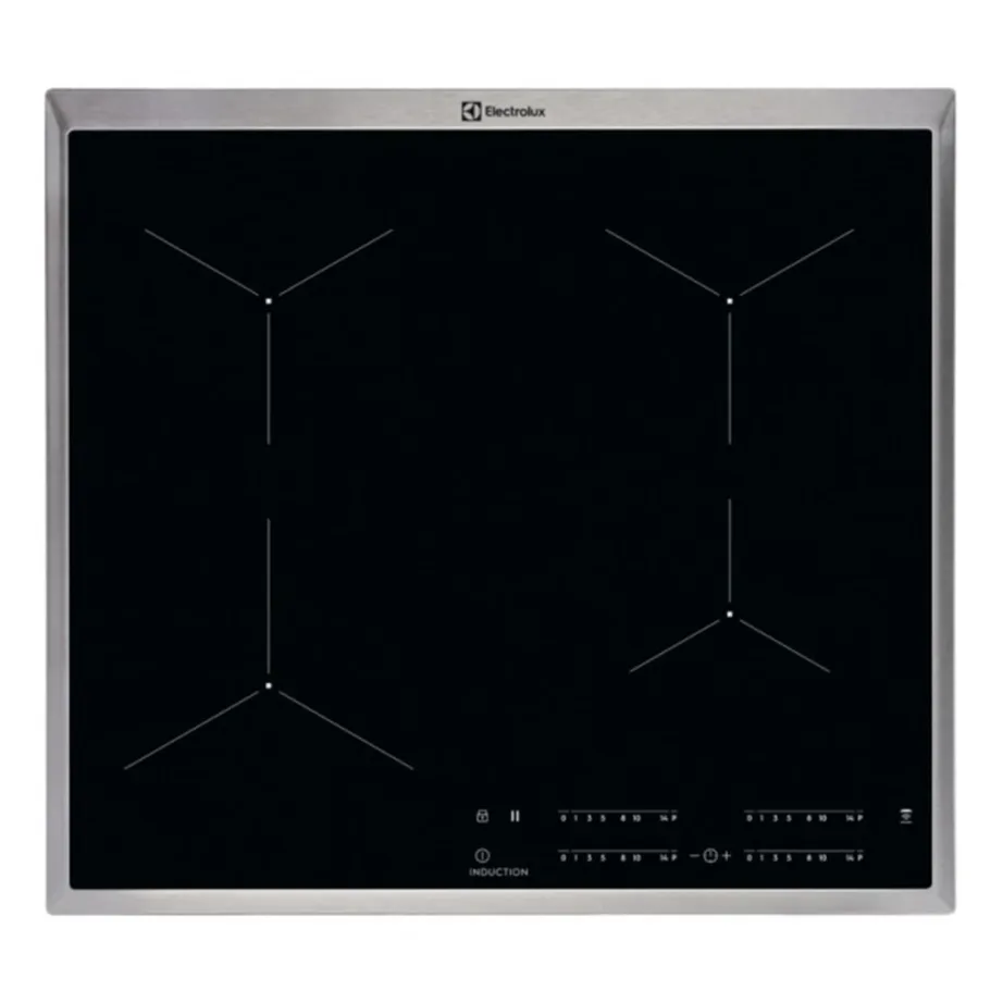 Integreeritav induktsioonpliidiplaat 60 cm 4 keedualaga ELECTROLUX EIT60443X, 7200 W, Hob2Hood, puutetundlik liugjuhtimine, taimer, PowerBoost, raamiga, must