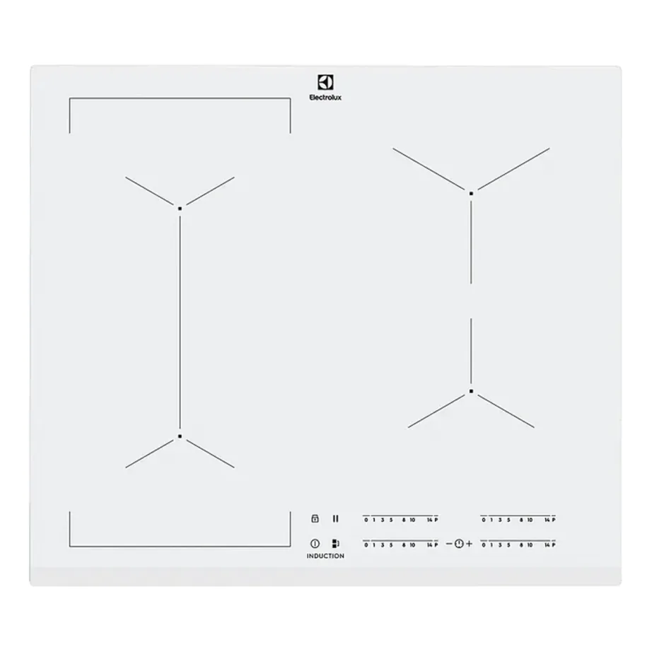 Induktsioonpliidiplaat Bridge-tsooniga ELECTROLUX EIV63440BW, 60 cm, 4 keeduala, valge, puutejuhtimine, PowerBoost – 3