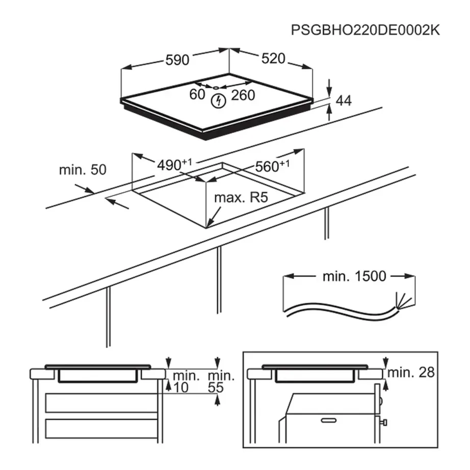 Integreeritav induktsioonpliidiplaat Bridge-funktsiooniga ELECTROLUX EIV63443CT, 4 keeduala, u 60 cm, SaphirMatt matt must klaaskeraamika, puuteslider, Hob2Hood, 7200 W - 15
