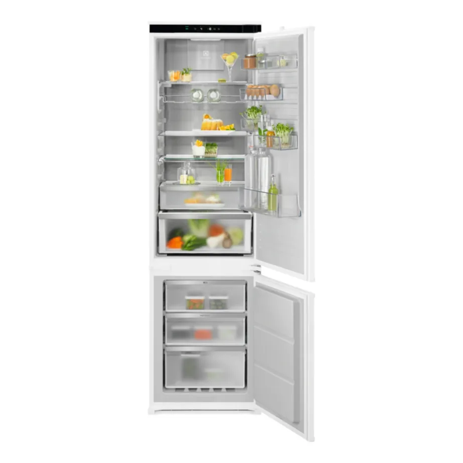 Integreeritav No Frost külmik-sügavkülmik inverterkompressoriga ELECTROLUX ENC8MD19S, 192+61 l, Cooling 360°, GreenZone sahtel, 190×60 cm, 35 dB, D-klass, valge