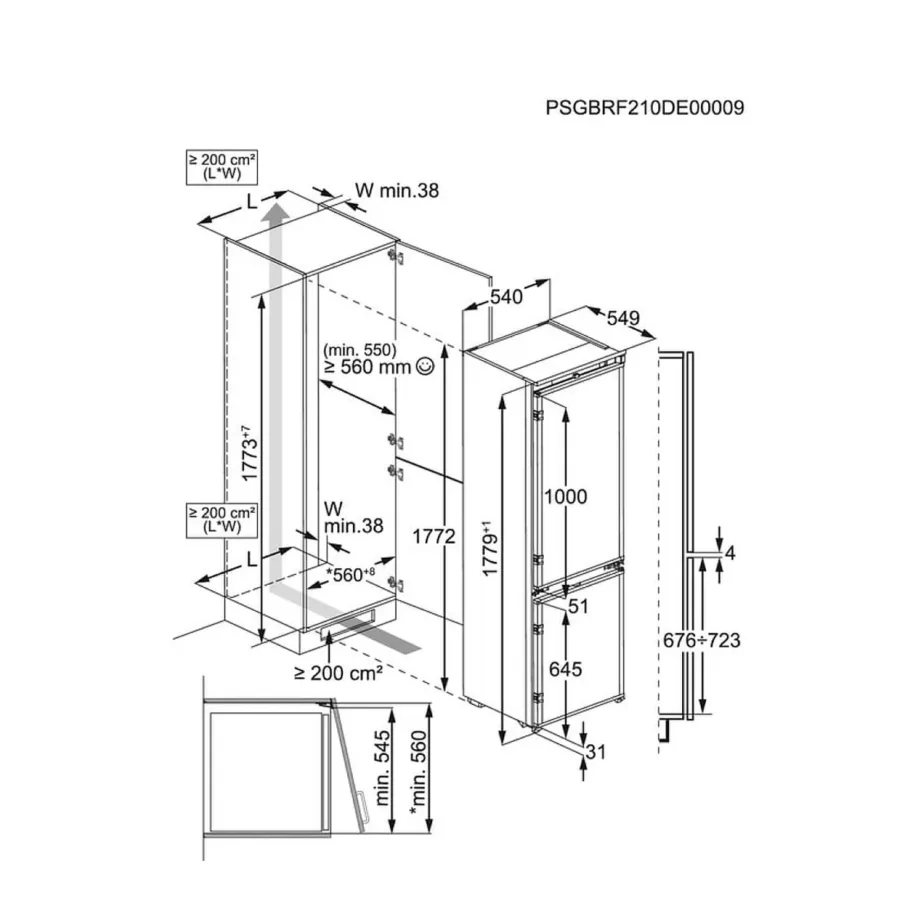 Integreeritav No Frost külmik alumise sügavkülmikuga ELECTROLUX ENT6MD18S3, 180 cm, 55 cm, 192+61 L, E energiaklass, 34 dB, valge – 2