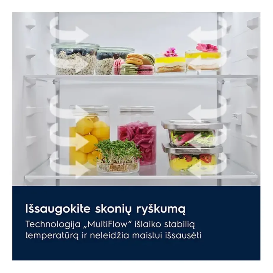 Integreeritav No Frost külmik alumise sügavkülmikuga ELECTROLUX ENT6MD18S3, 180 cm, 55 cm, 192+61 L, E energiaklass, 34 dB, valge – 6