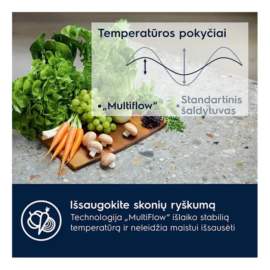 Integreeritav No Frost külmik sügavkülmaga Electrolux ENT6MD19S3, 60 cm, 207+62 L, TwinTech, MultiFlow, Extra Chill sahtel, CustomFlex ukseriiulid, 34 dB, energiaklass D, liughinged – 8