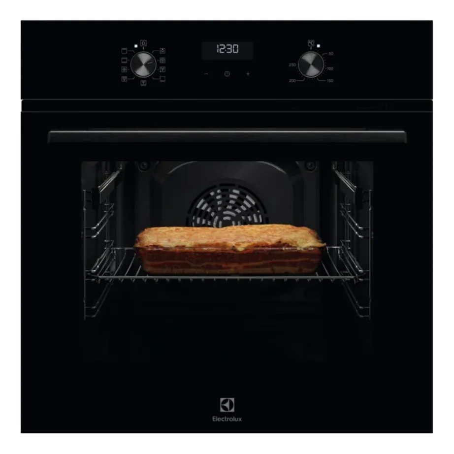 Integreeritav elektriahi pöördõhu ja AquaClean puhastusega ELECTROLUX EOF5H50BZ, 65 l, A energiaklass, 60 cm, must klaaspaneel, 8 režiimi, teleskoopsiinid
