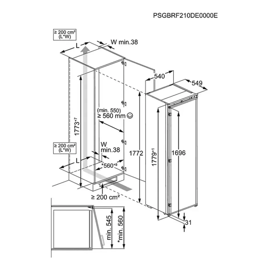 Integreeritav külmik DynamicAir ja ExtraZone sahtliga ELECTROLUX ERD6DE18S1, 310 l, 60 cm, liughinged, inverterkompressor, LED, 32 dB, energiaklass E – 16