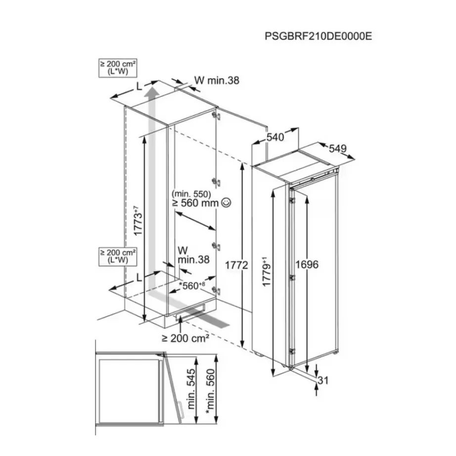 Integreeritav külmik DynamicAir ja ExtraZone sahtliga ELECTROLUX ERD6DE18S1, 310 l, 60 cm, liughinged, inverterkompressor, LED, 32 dB, energiaklass E – 5