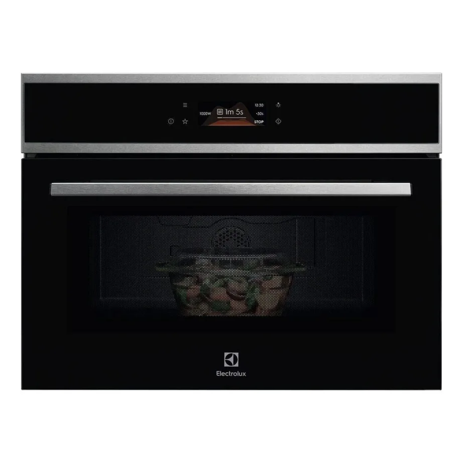 Integreeritav mikrolaineahi grill- ja pöördõhufunktsiooniga ELECTROLUX EVM8E09X, 44 L, 1000 W mikrolaine, 1200 W grill, inverter, puutetundlik TFT-ekraan, roostevaba/must