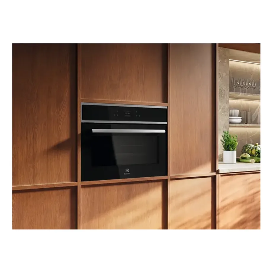 Integreeritav mikrolaineahi grill- ja pöördõhufunktsiooniga ELECTROLUX EVM8E09X, 44 L, 1000 W mikrolaine, 1200 W grill, inverter, puutetundlik TFT-ekraan, roostevaba/must – 2