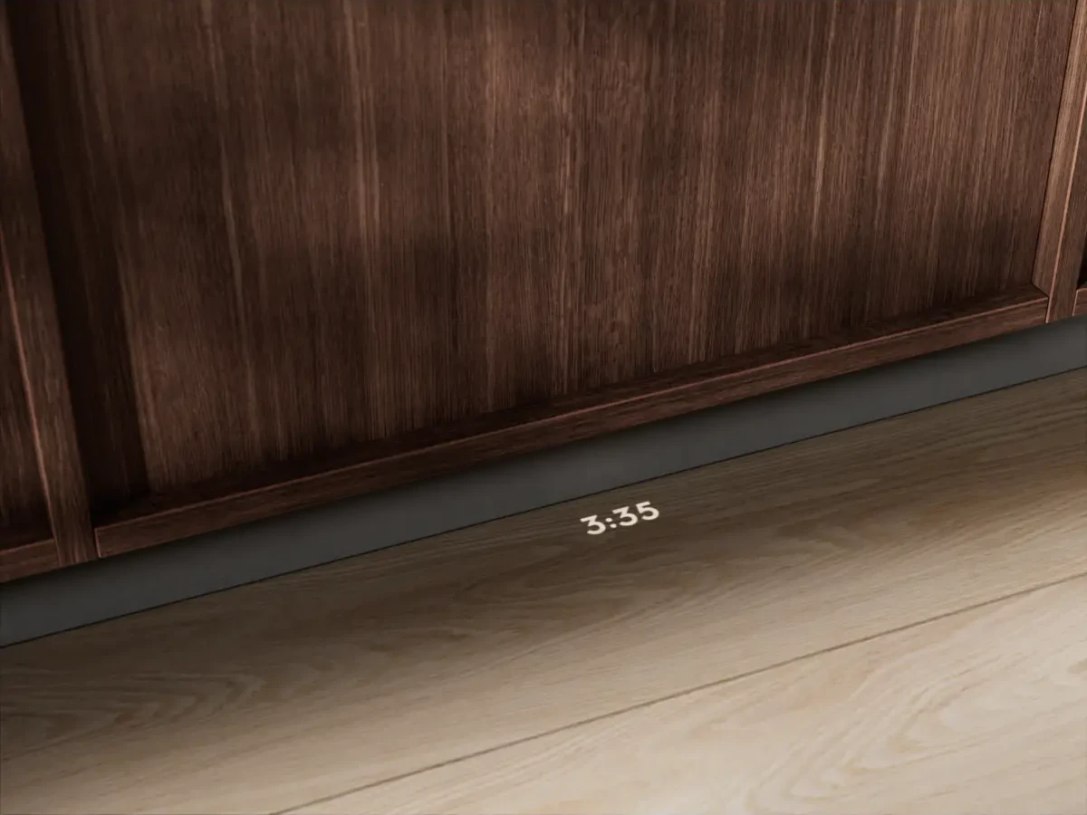 TimeBeam kuvab nõudepesumasina järelejäänud tööaja põrandale