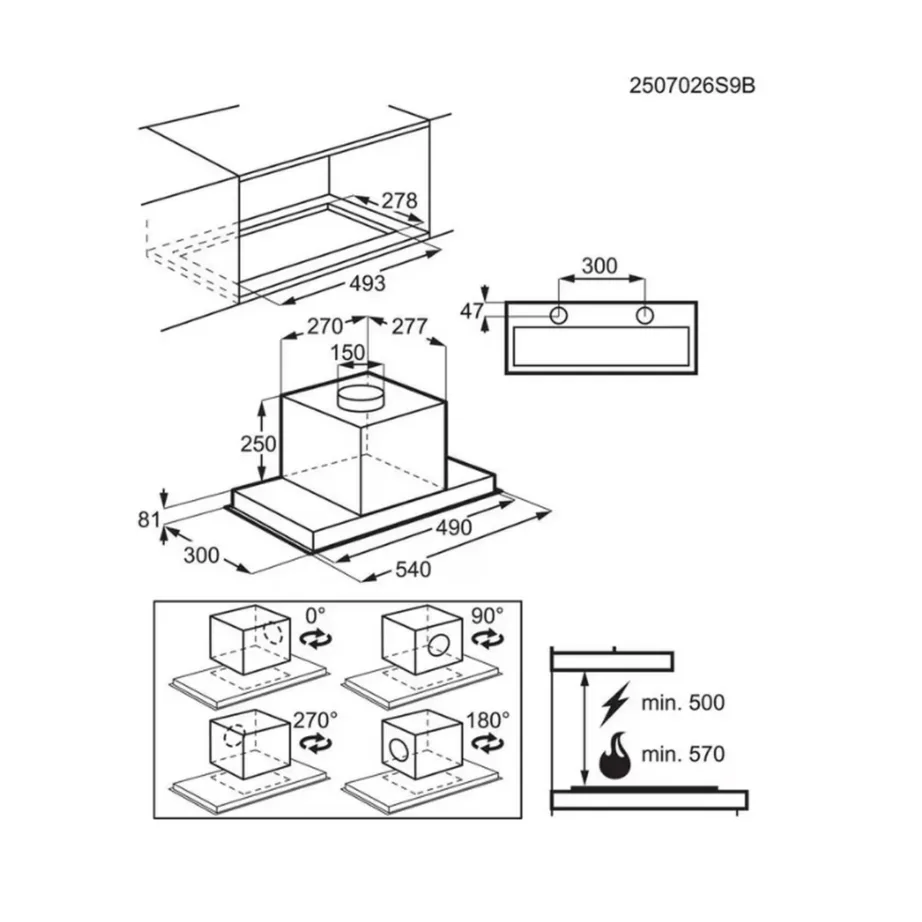 Integreeritav Hob2Hood õhupuhasti Electrolux KFG726R, 60 cm, mitte-väljatõmmatav, kanaliga ühendatav, 700 m3/h, perimeeterimemine, LED-valgustus, energiaklass A, must – 4