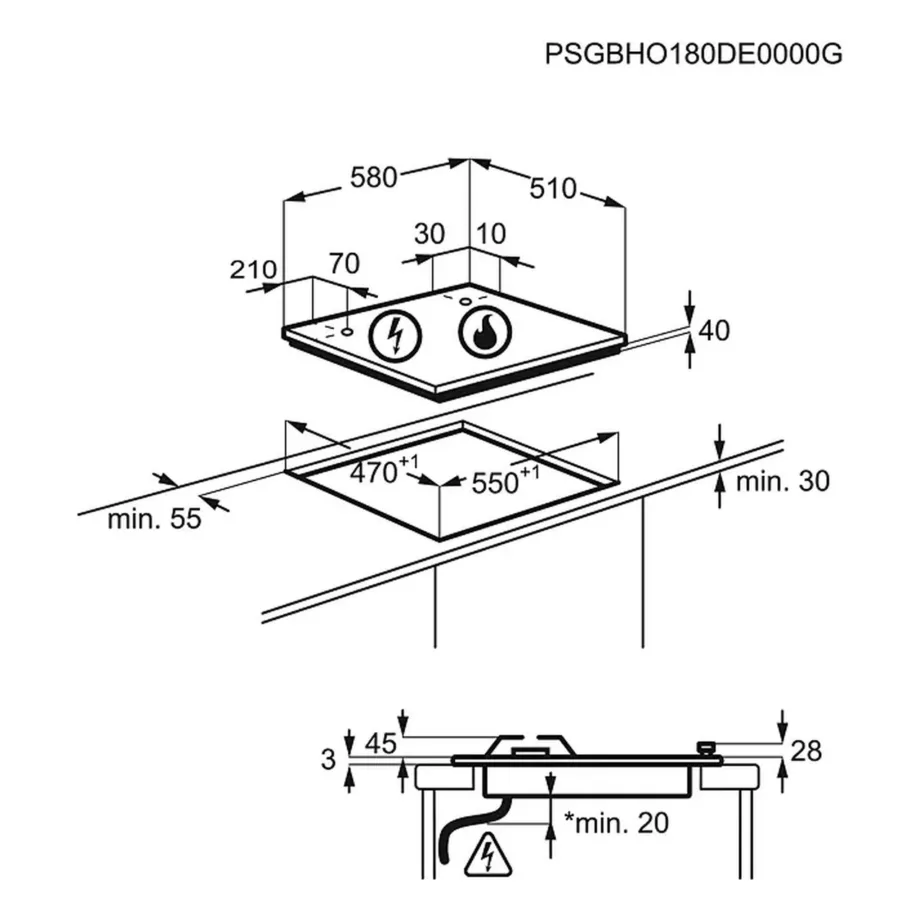 Gaasipliidiplaat karastatud klaasiga Electrolux KGG6407K, 60 cm, 4 keeduala, must, küljel nupud, vajutus-süüde, malmist potitoed, gaasilekke kaitse, LPG düüsid – 11