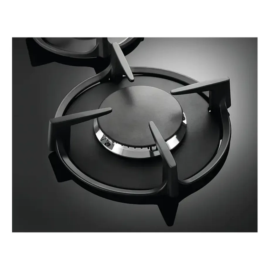 Gaasipliidiplaat karastatud klaasiga Electrolux KGG6407K, 60 cm, 4 keeduala, must, küljel nupud, vajutus-süüde, malmist potitoed, gaasilekke kaitse, LPG düüsid – 10