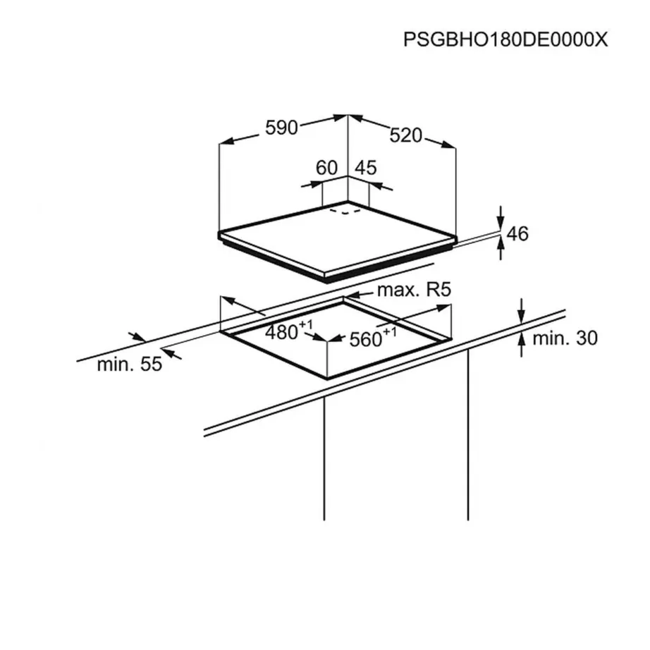 Integreeritav gaasipliidiplaat klaaspinnaga ELECTROLUX KGG6426K, 60 cm, 4 keeduala, 8000 W, must, malmist potitoed, pealtpaigaldus – 8
