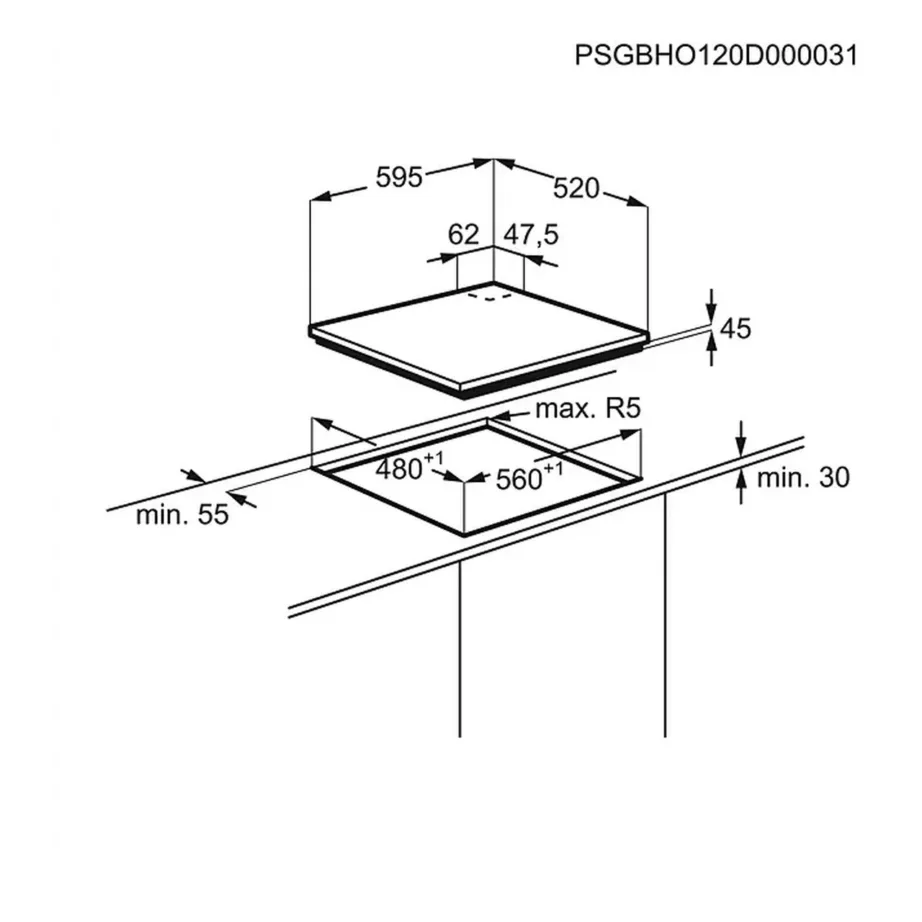 Gaasipliidiplaat karastatud klaaspinnaga ELECTROLUX KGG6456K, 60 cm, 4 põletit, WOK-põleti, malmist pannitoed, must, elektrisüüde, 8900 W – 13