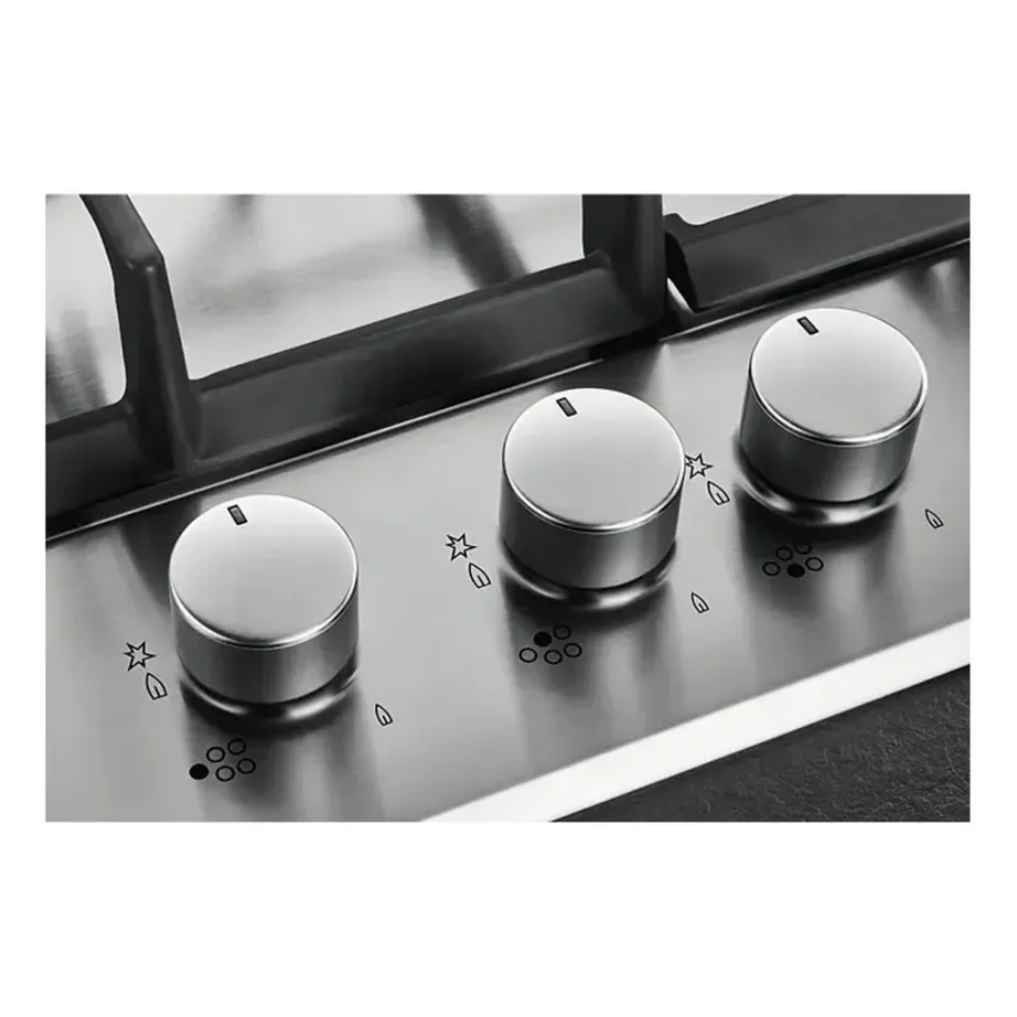 Gaasipliidiplaat karastatud klaaspinnaga ELECTROLUX KGG6456K, 60 cm, 4 põletit, WOK-põleti, malmist pannitoed, must, elektrisüüde, 8900 W – 7