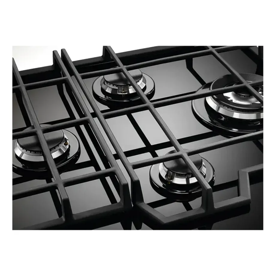 Gaasipliidiplaat karastatud klaaspinnaga ELECTROLUX KGG6456K, 60 cm, 4 põletit, WOK-põleti, malmist pannitoed, must, elektrisüüde, 8900 W – 8