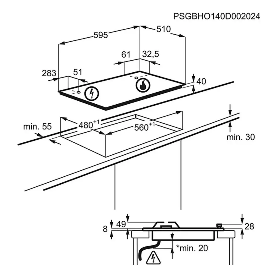 60 cm gaasipliidiplaat roostevabast terasest ELECTROLUX KGS6426SX, 4 keeduala, malmist pannitoed, nupust süüde, gaasiohutus, 7800 W – 4