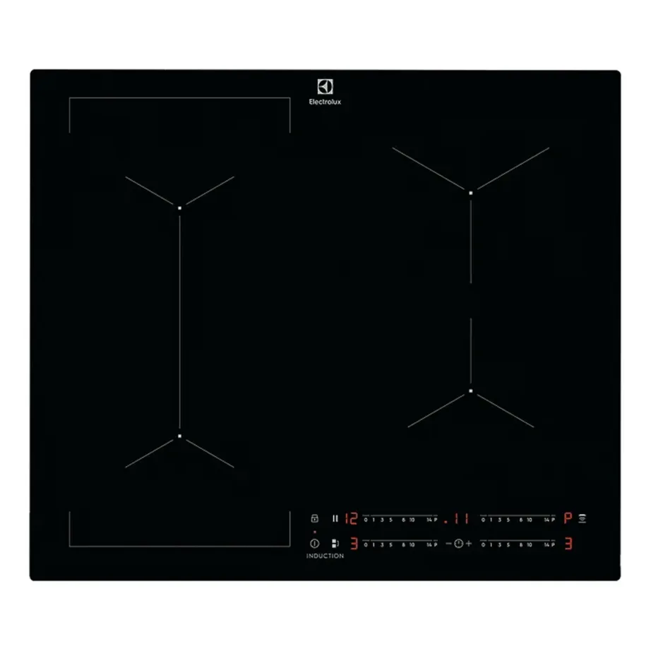 60 cm induktsioonpliidiplaat Bridge-ala ja Hob2Hoodiga ELECTROLUX KIV634I, 4 keeduala, puutetundlik slider-juhtimine, raamita must klaaskeraamika, 7350 W, integreeritav – 3