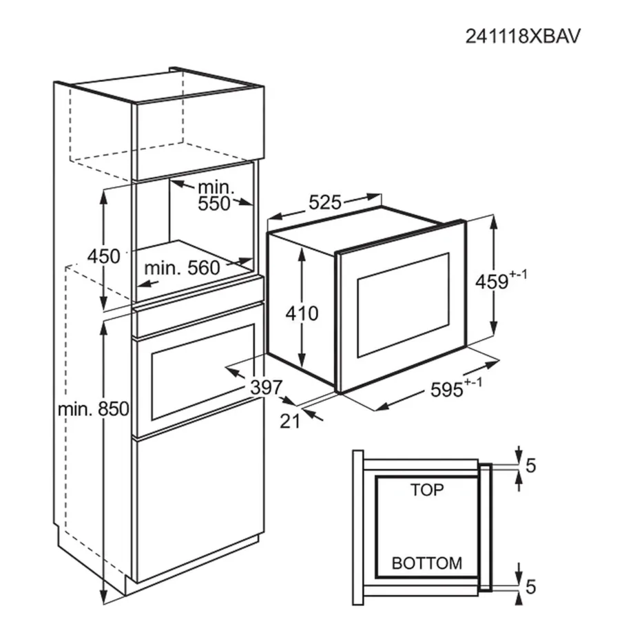 Integreeritav mikrolaineahi 26 l 900 W ELECTROLUX KMFE264TEX, puutetundlik LCD-juhtimine, roostevaba/must, ilma grillita, paigaldus 45x56x50 cm – 5