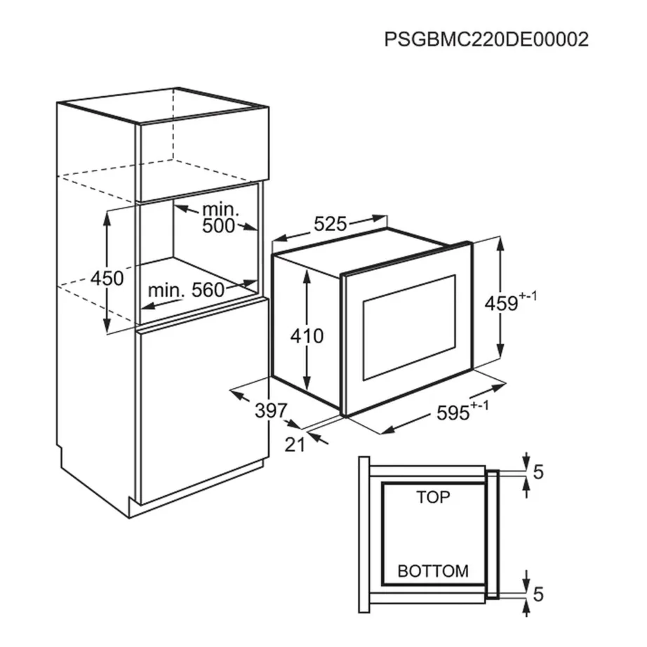 Integreeritav mikrolaineahi 26 l 900 W ELECTROLUX KMFE264TEX, puutetundlik LCD-juhtimine, roostevaba/must, ilma grillita, paigaldus 45x56x50 cm – 6