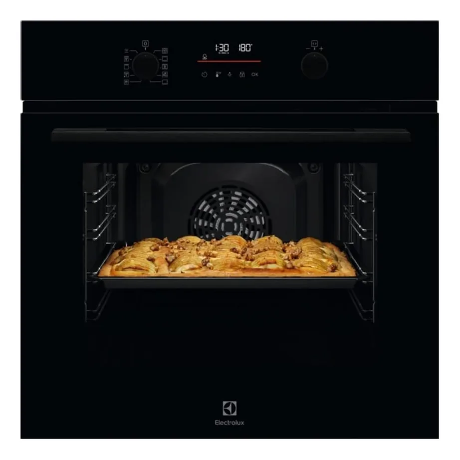 Pürolüütiline integreeritav ahi pöördõhuga ELECTROLUX KOFDP46BK, 65 l, A+, 60 cm, must klaaspaneel, LED EXPlore ekraan, 25 autoprogrammi, lapselukk