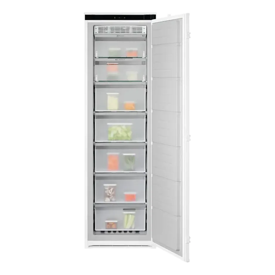 Integreeritav No Frost sügavkülmik Electrolux KUN7NE18S, 204 l, 60 cm, E energiaklass, inverterkompressor, 35 dB, 6 sahtlit, puutejuhtimine, kiirkülmutus, avatud ukse heliinfo, ümber tõstetav uks – 3