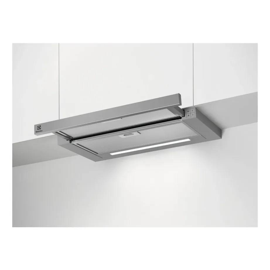 Integreeritav väljatõmmatav õhupuhasti 60 cm ELECTROLUX LFP616X, roostevaba teras, hõbedane, kanaliga ühendatav, LED-valgustus, max õhuhulk 600 m³/h, energiaklass A
