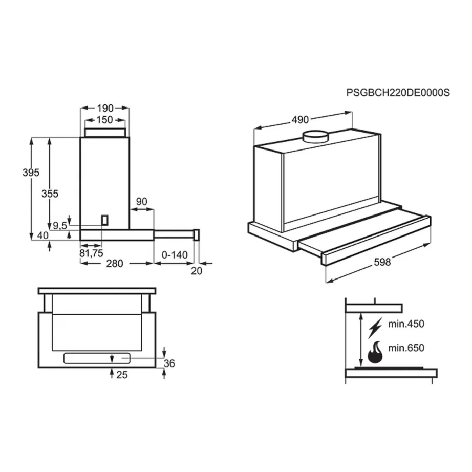 Integreeritav väljatõmmatav õhupuhasti 60 cm ELECTROLUX LFP616X, roostevaba teras, hõbedane, kanaliga ühendatav, LED-valgustus, max õhuhulk 600 m³/h, energiaklass A – 10