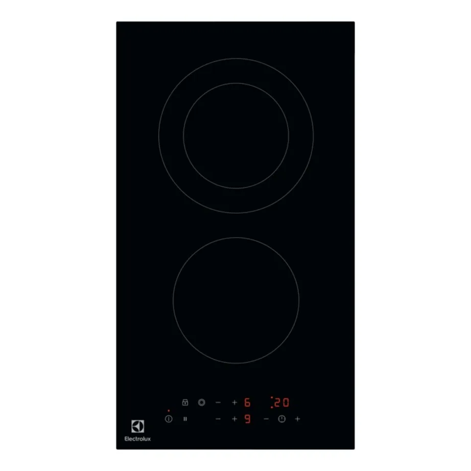 Kahekeedualaga klaaskeraamiline elektripliidiplaat ELECTROLUX LHR3233CK, integreeritav, 30 cm, 2900 W, puutetundlik juhtimine, taimer, lapselukk, jääkkuumuse indikaator, must