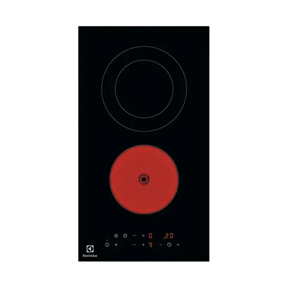 Kahekeedualaga klaaskeraamiline elektripliidiplaat ELECTROLUX LHR3233CK, integreeritav, 30 cm, 2900 W, puutetundlik juhtimine, taimer, lapselukk, jääkkuumuse indikaator, must – 3
