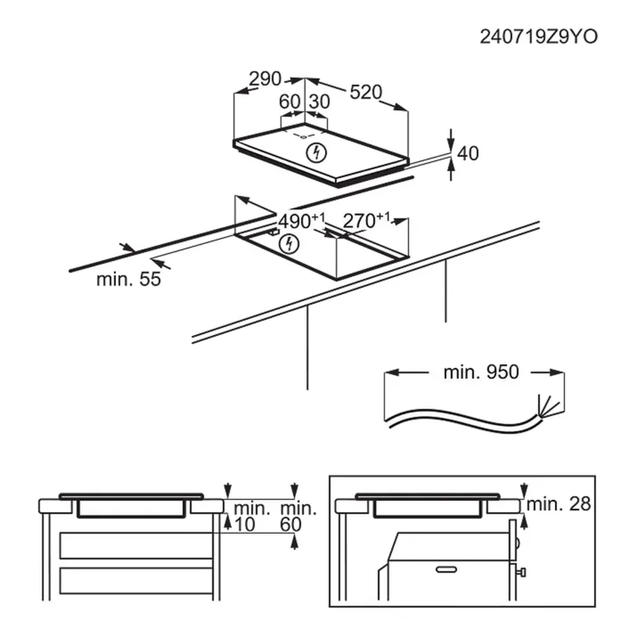Kahekeedualaga klaaskeraamiline elektripliidiplaat ELECTROLUX LHR3233CK, integreeritav, 30 cm, 2900 W, puutetundlik juhtimine, taimer, lapselukk, jääkkuumuse indikaator, must – 9