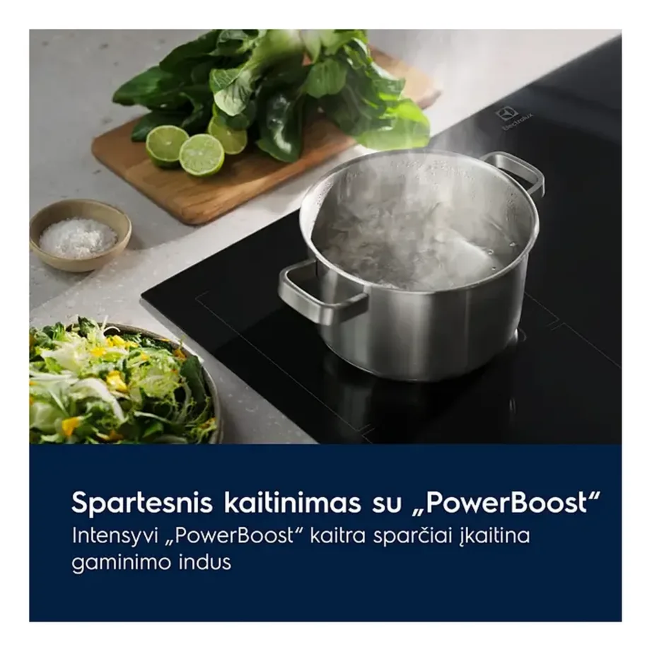 Induktsioonpliidiplaat 60 cm Hob2Hoodiga ELECTROLUX LIL61434C, 4 tsooni, puutetundlik juhtimine, taimer, PowerBoost, lapselukk, must klaaskeraamika, tööpinnale paigaldatav, 3650 W – 5