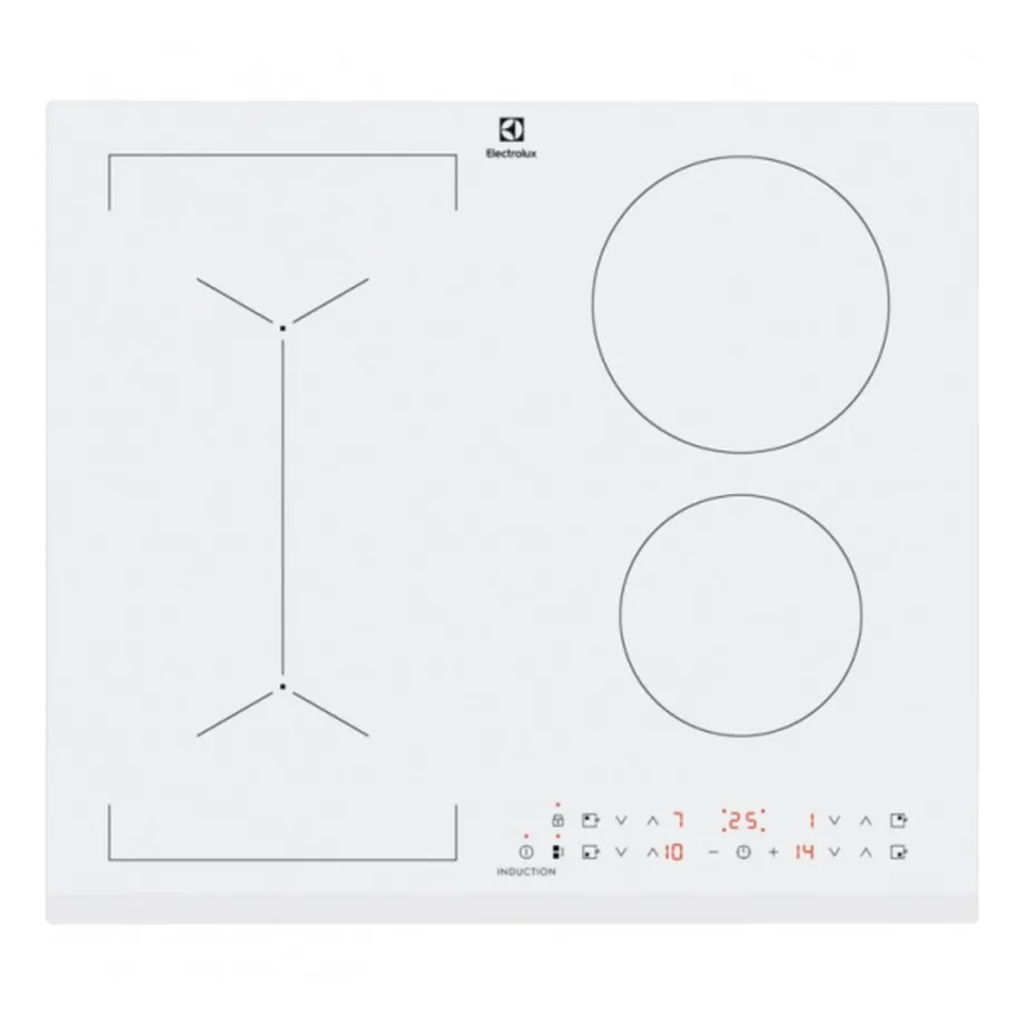 Induktsioonpliidiplaat Bridge-tsooniga ELECTROLUX LIV63431BW, 4 keeduala, 60 cm, 7350 W, puutejuhtimine, valge klaaskeraamika, integreeritav tööpinda