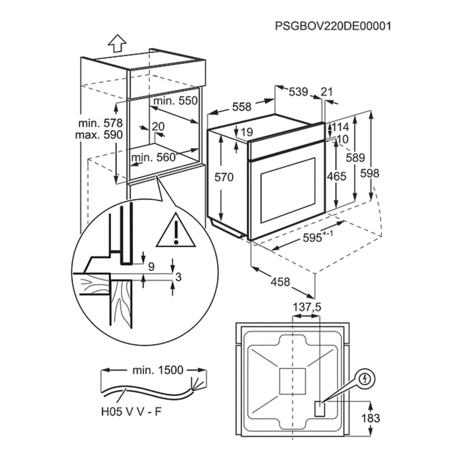 Integreeritav elektriahi AquaClean puhastuse ja konvektsiooniga ELECTROLUX LOF3H10BK, 65 l, A energiaklass, 60 cm, grill, 1-tasandilised teleskoopsiinid, must – 10