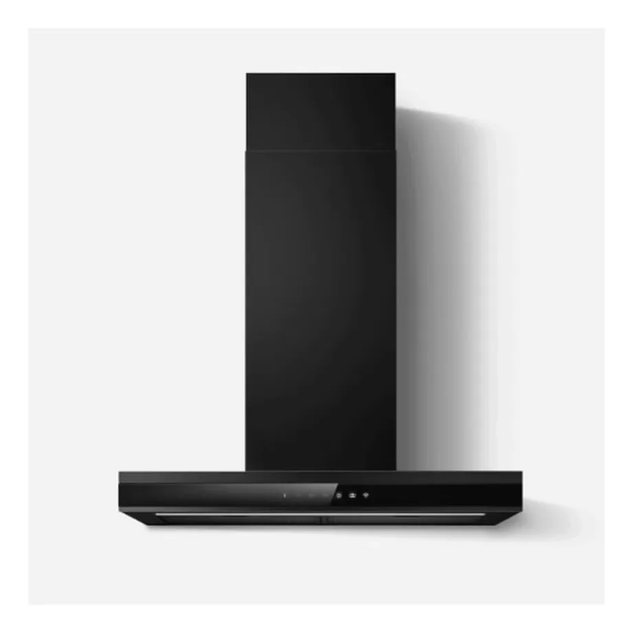 Seinale paigaldatav T-kujuline õhupuhasti Wi-Fi ja LED-valgustusega ELICA Adéle BLMAT/A/60, 60 cm, 325–770 m3/h, A-kl, must roostevaba teras/klaas, ø150 mm