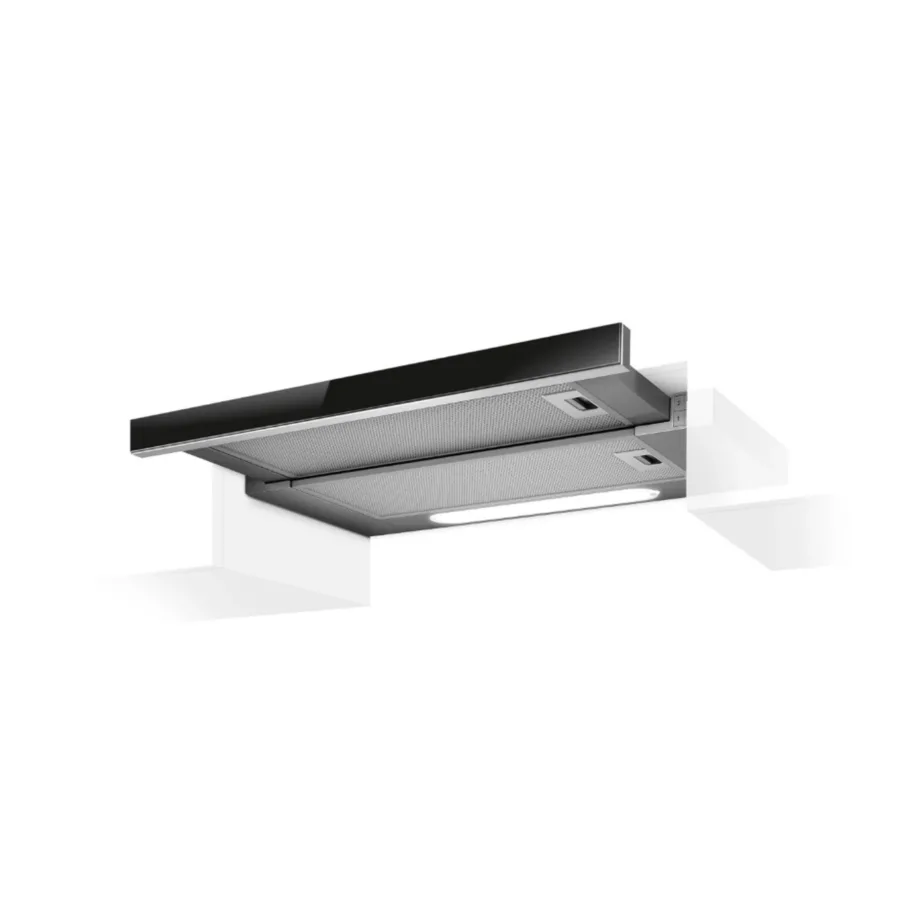 Integreeritav väljatõmmatav õhupuhasti 50 cm Elica ELITE 14 LUX BL/A/50, must, LED valgustus, mehaaniline juhtimine, kanal 120 mm, 125–304 m³/h, 46–62 dB, energiaklass D