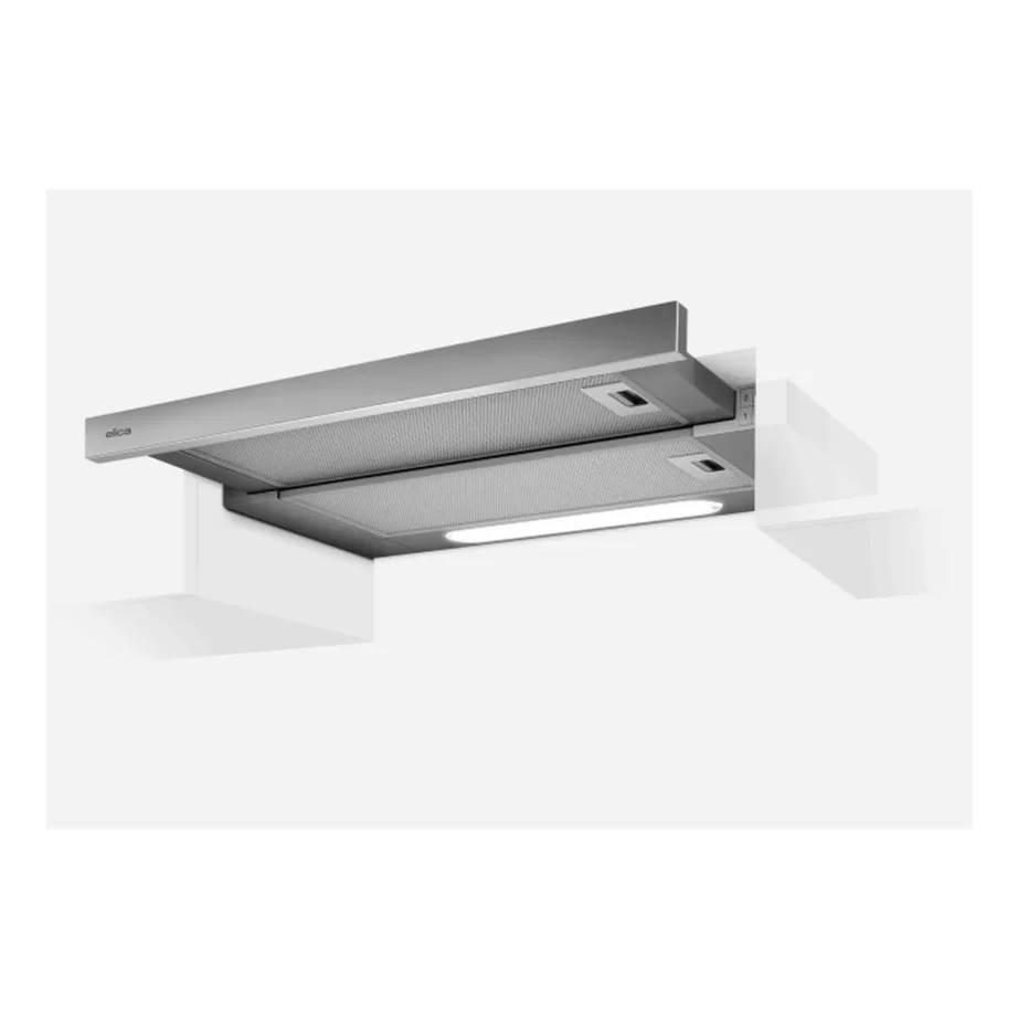 Integreeritav teleskoop-õhupuhasti LED-valgustusega Elica Elite 14 Lux GRIX/A/60, 60 cm, roostevaba teras, max 304 m³/h, 120 mm väljatõmme