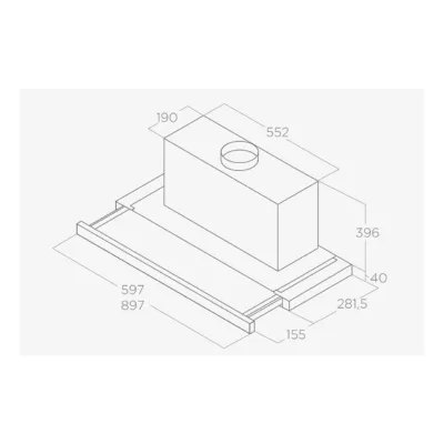 Integreeritav väljatõmmatav õhupuhasti LED-valgustusega ELICA ELITE 35 BL/A/60 GFB, 60 cm, 640 m3/h, A-klassi, must