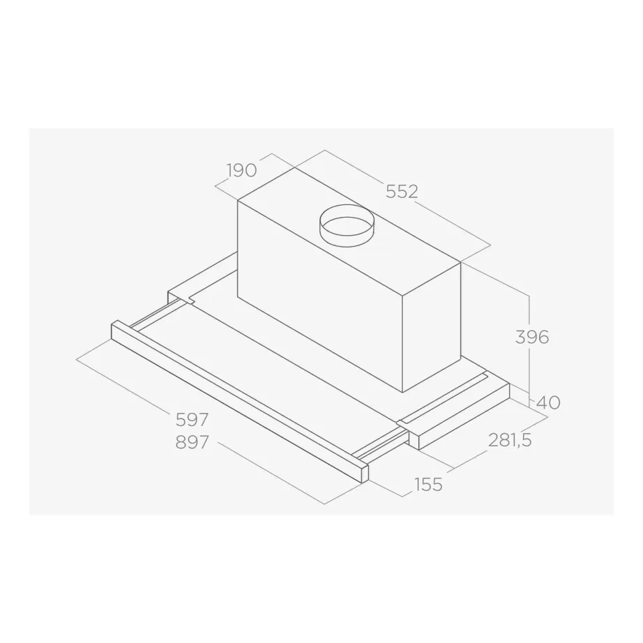 Integreeritav väljatõmmatav õhupuhasti LED-valgustusega ELICA ELITE 35 BL/A/60 GFB, 60 cm, 640 m3/h, A-klassi, must roostevaba, 150 mm toru