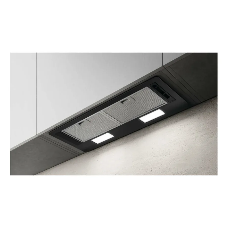 Integreeritav õhupuhasti LED-valgustuse ja mehaanilise liuguriga ELICA ERA BL/A/72, 70 cm, väljatõmme, 224 m3/h, 45–54 dB, 120 mm toru, must plastik